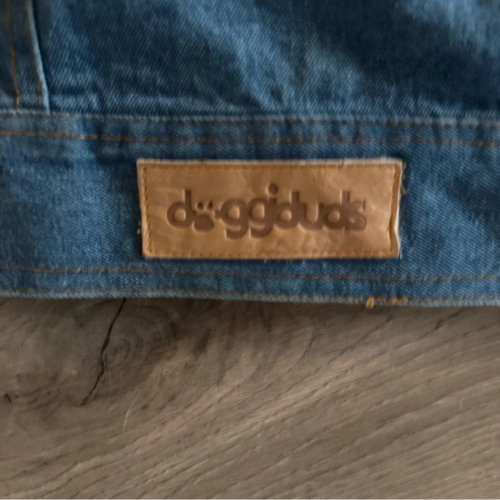 Doggieduds Collared‎ Dog Denim Fleece Outfit Size Medium?? 18” X 16”